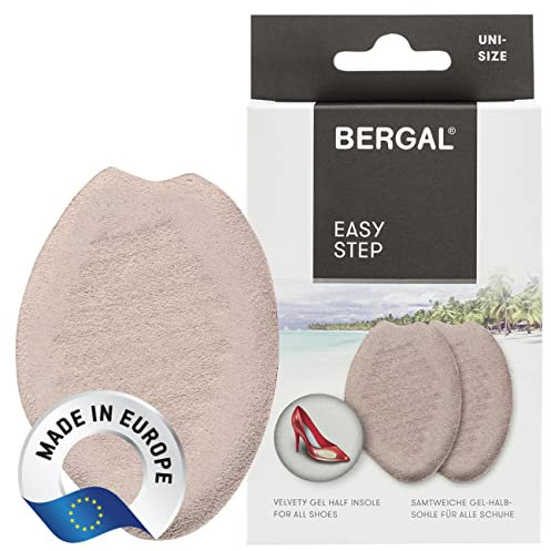 Bergal Easy Step Silikon-Pads, groß, 1 Paar, samtige Oberfläche, selbstklebend, Fusspolster, Vorfußpolster, Gelpolster für mehr Komfort in Damen-Schuhen, rutschfest & zehenfrei, one-size