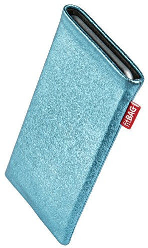 fitBAG Groove Türkis Handytasche für Apple iPhone 12 Pro Max/iPhone 13 Pro Max Tasche aus feinem Folienleder Echtleder mit Microfaserinnenfutter | Hülle mit Reinigungsfunktion | Made in Germany