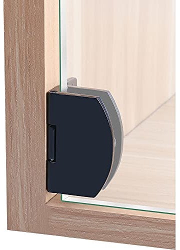 Black Frameless Glass Door Cabinet Display - 2 Pieces, 90 Degree Hinge