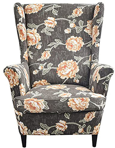 YCDZSW 2 Stück-Ohrensessel Überzug Bezug, Sesselhusse mit Kissenbezug, Gute Qualität Jacquard Sofa-Schonbezug, Elastisch Stretch Sesselbezug (Stil # 07)