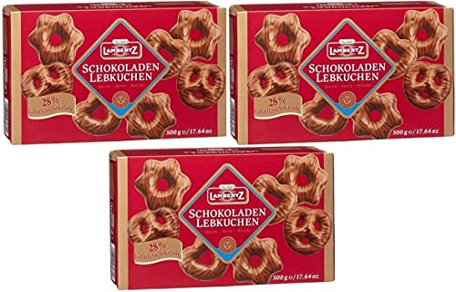 Lambertz Lot de 3 boîtes de 500 g de chocolat - Pain d'épices - Lait entier - Cœurs et étoiles