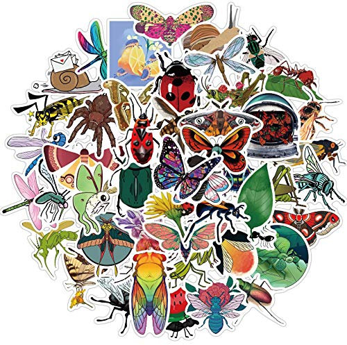 Bric Dodo 50 Stück Insekten Aufkleber Auto Laptop Telefon Gitarre Skateboard Motorrad Fahrrad Tier Insekten Stickers Set Vinyl Wasserdicht Aesthetic Aufkleber für Jugendliche Kinder Erwachsene