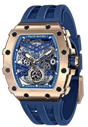 TSAR BOMBA Herrenuhr Automatik Uhren Herren Wasserdicht Herrenuhren Chronograph m?nner Armbanduhr für Herren Eleganz Edelstahlgehäuse/Kohlefaser/Diamantgehäuse/Harz