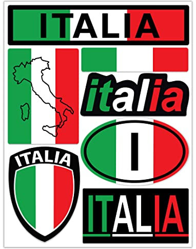 Biomar Labs® 7 x Vinyl Aufkleber Autoaufkleber Stickers Fahne Flagge Italy Italien Italienisch Auto Moto Motorrad Fahrrad Scooter Fenster D 70