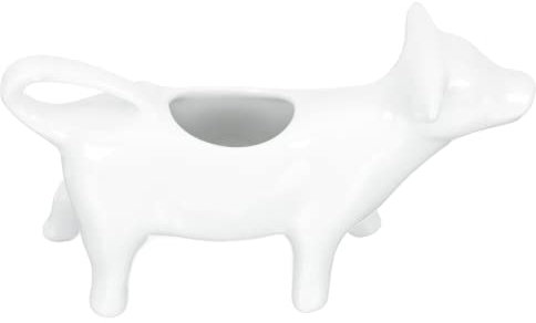 Angoily Cerámica Crema de Porcelana Café Leche de Leche Jarra con Asa para Cocina Cocina Forma de Vaca Blanca