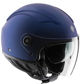 Tucano Urbano EL'TOP Unisex Demi-Jethelm, Motorradhelm aus Polycarbonat, Rollerhelm All Seasons mit Doppelvisier und Abdeckung - Dynamic Flow Belüftung, ECE 22.05 Blau matt Größe L
