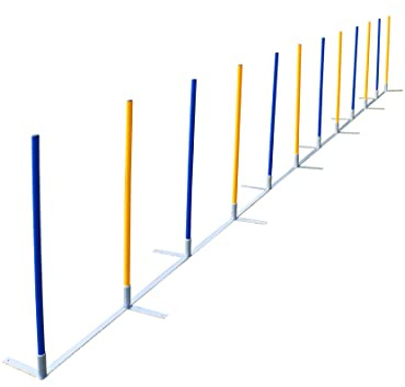 SPORTIKEL24 Agility-Slalom – Slalom für Turnier & Agility-Training – mit 12 Stangen & und Basis aus Metall – stabile Ausführung – FCI-konform – Set mit Tragetaschen