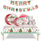 52 PCS Christmas Party Tableware Set, 10 Guests Disposable Plates, Napkins, Cups, Tablecloth and Merry Christmas Banner - Xmax Dinnerware Xmas Party Table Decorations