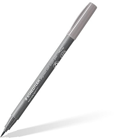 STAEDTLER soft brush pen pigment Arts, hell warmgrau, softe Pinselspitze für besonders variable Linienbreiten, pigmentierte Premium-Zeichentusche, wasserfest, 10 brush pens im Kartonetui, 372-840
