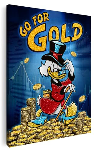 Artmazing | Dagobert Duck Bild bunt | Dagobert Duck Leinwand | Coole Wandbilder Wohnzimmer | Bild Dagobert Duck | S-Art Bilder Dagobert Duck | Bilder Wand | Bild Leinwand XXL | Buntes Poster für Wand