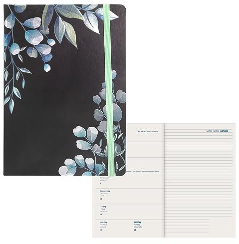 Idena 11060 - Terminkalender 2024, DIN A5, Leaves, 176 Seiten, 1 Woche auf 1 Seite, Agenda, Wochenplaner