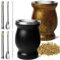 Artcome Lot de 8 tasses Yerba Mate en acier inoxydable – 2 tasses à double paroi en acier inoxydable de 250 ml, 4 bombillas (paille Yerba Maté), 2 brosses, faciles à nettoyer, solides et durables