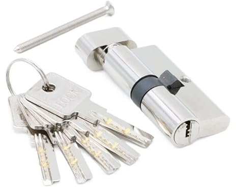 RAAMKA SchließZylinder Türbeschläge 60 70 80 90 mm Sicherheit Kupfer Türschloss Zylinder Innen Schlafzimmer Wohnzimmer Schlossgriff Messing Schlüsselverriegelung Zylinderschloss (Color : DC-80MM)