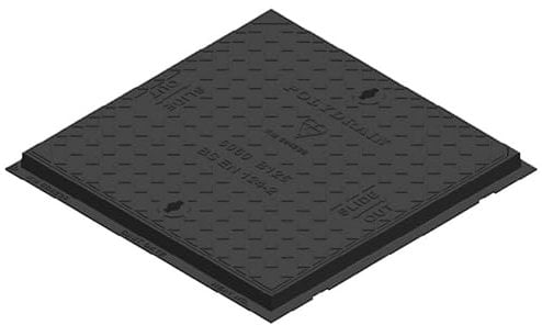 Future Build Supplies Ltd B125 12.5 tonne Ductile Iron Heavy Duty Manhole Cover 600mm x 600mm Rapid Slide Out Clear Opening 690mm x 690mm x 41mm Overall Including Frame