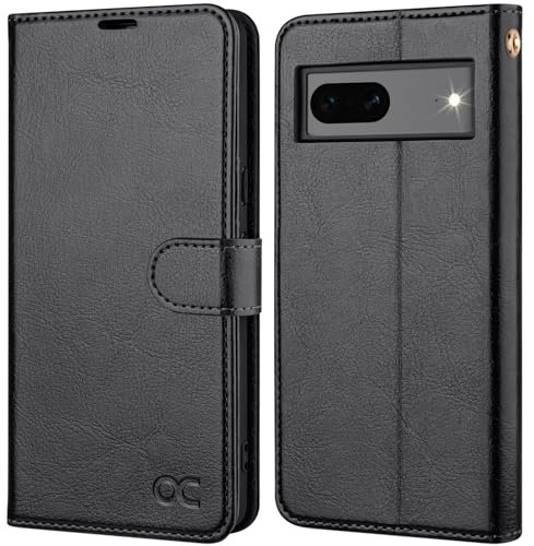 OCASE Google Pixel 8 Hülle PU Leder [Standfunktion] [Kartenfach] [RFID-Sperrung Schützt] Handyhülle Lederhülle Klapphülle Kartenfach Flip Cover für Pixel 8 Handy hülle Leather Schwarz