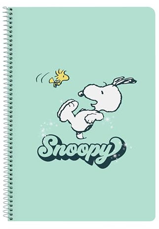 SNOOPY GROOVY Notizbuch, 80 Blatt, Hardcover, 1Design, ideal für Kinder verschiedener Altersgruppen, bequem und vielseitig, Qualität und Widerstandsfähigkeit, 21,5 x 1 x 31 cm, Wassergrün