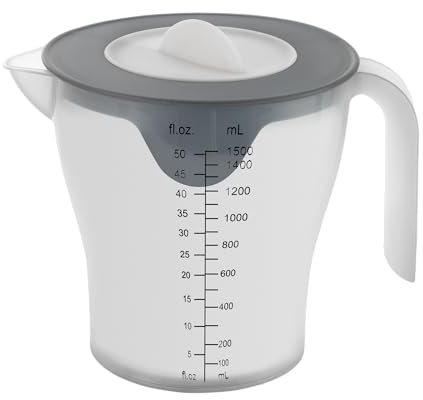 Metaltex Rührbecher mit Deckel und Ausgießer, integriertes Sieb und Anti-Rutsch Boden
