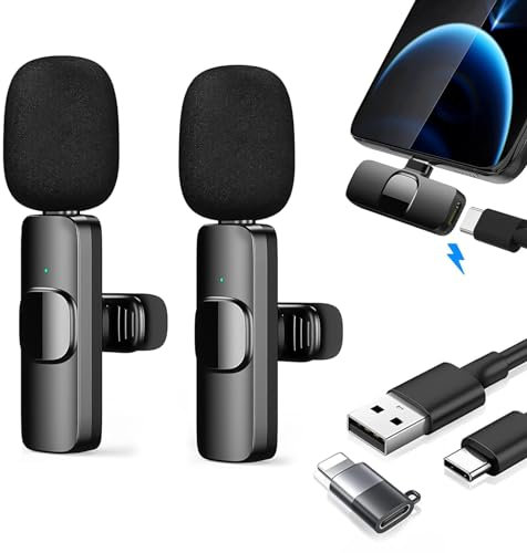 Mikrofon Lavalier Kabelloses ansteckmikrofon für iPhone iPad Android, Mini Mikrofon Bluetooth für Live-Streaming Videoaufzeichnung,TikTok,YouTube,Vlog,Podcast,Interviews im Freien Innenbereich