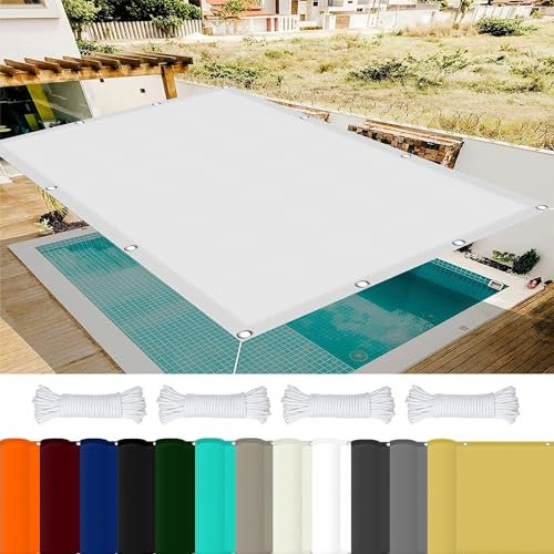 Toile Ombrage Anti UV 0.5 x 2.5 m 98% UV Protection,Polyester, Protection Solaire Toile avec 4 X Cordes de 1.5M pour Pergola, Fleurs, Patio Lawn., Blanc