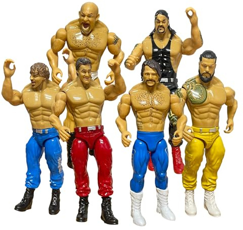 PNJB Action Figures Wrestling, Collectible Figures, Action Figures, Wrestling Wrestler Toys For Kids, Ideal For Birthday Gift, Safe And Durable, Imaginative Pretended Play, Random Figures, (6 PCS)