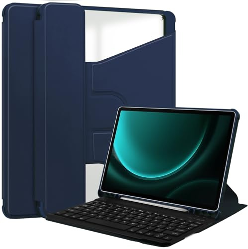 Lobwerk 3in1 Bluetooth Tastatur (Schwarz) + Maus (Schwarz) + Cover für Samsung Galaxy Tab S9+ Plus 2023 SM-X810 SM-X816B SM-X818U 12.4 Zoll Zoll Case Schutz Hülle Tasche Keyboard