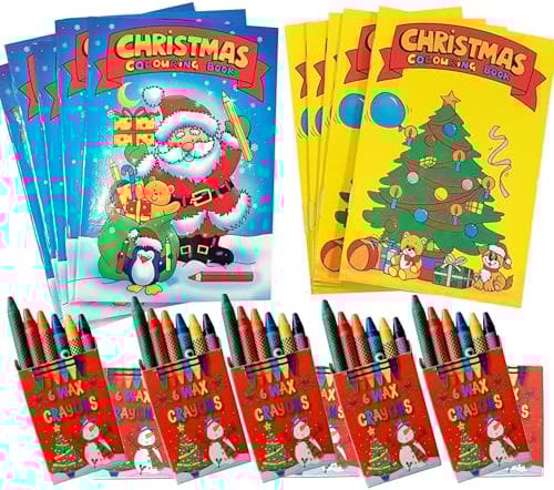 Libetui Set 10 Mini Malbücher Weihnachten mit 10 Päckchen Buntstiften Kinder Nikolaus Adventkalender Mitgebsel Geburtstag Geschenk Weihnachten