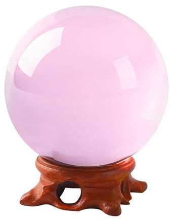 Pinke Kristallkugel, 100 mm, mit Rosenholzständer und Geschenkbox für Objektivball-Fotografie, Wahrsager, Feng Shui, Hexerei-Dekoration, Scrying, Magie, große Quarz-Kristallkugel-Requisite, Glaskugel