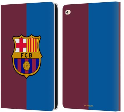 Head Case Designs Offizielle FC Barcelona Home 2024/25 Wappen-Set Leder-Wallet-Hülle Kompatibel mit Apple iPad Air 2 (2014)