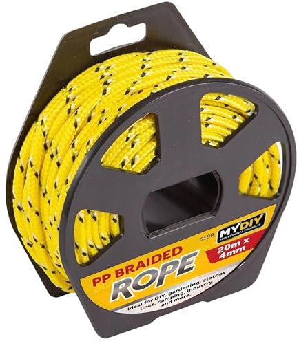 MY DIY Braided Rope Heavy Duty 20m x 4mm Polypropylene Rope on Reel Strong Cord for Camping, DIY, Clothes Lines, Gardening, Industry & Outdoor Use