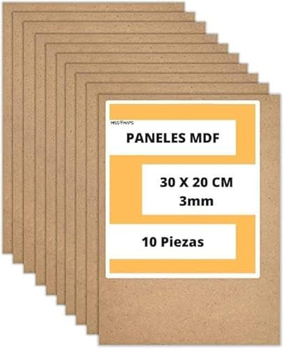 Lot de 10 panneaux MDF 30 x 20 cm 3 mm d'épaisseur