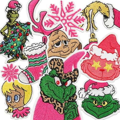 9 PCS Christmas Iron Patches, Cute Decorative Green Myth Embroidered Patches for Socks, Clothes, Hats, Jeans, Backpacks and More - Perfect for DIY Lovers (Multicolor)
