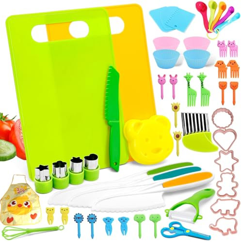 Toddler Knife Set - 54 Pcs Kids Knife Set For Chopping, Mini Chef Knife Set For 2 3 4 5 6 7 8 9 10 Year Old Girl Boy Gift