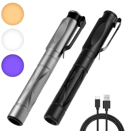 Flintronic 2PC Pupillenleuchte Medizin, Diagnostikleuchte Krankenschwester Rettungsdienst Zubehör, mit 3 Beleuchtungsmodi, Aufladbar USB LED Stiftlampe, für Krankenschwester Studentische Ärzte