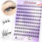 Wiwoseo Self-Adhesive Eyelashes No Glue Needed Pre-Glued Cluster Lashes (11-13MM) - Black, Synthetic Fiber, Waterproof, Long-Lasting, Individual Cluster, 120 Count