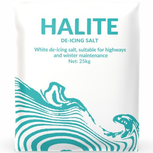 25kg Bag of Halite White Deicing Salt – High-Performance Ice and Snow Melt for Winter Roads, Paths, and Driveways (1 X 25KG Bag)
