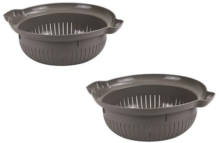 Deep Colander Food Strainer 30 cm Large with Side Handles Basket for Vegetable Wash Sink Colander (Brown-X2)