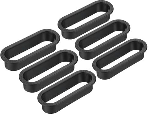 PATIKIL 4 Zoll ovale Schreibtischdurchführung, 6er-Pack Kunststoff-Kabeldurchführung zur Kabelverwaltung für Büro und Zuhause, Schwarz