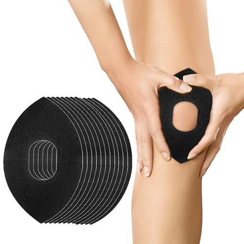 GD HUA 12 Stück Tape Knie Tape Knie Stabilisierung,Knie Tape Vorgeschnitten, Knietapes Vorgeschnitten Knie 250 * 145mm,für Knieschmerzlinderung & Unterstützung (Schwarz)