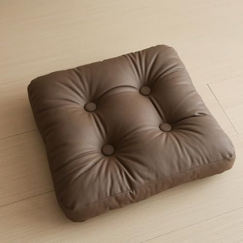 Nexusglow Wasserfeste Outdoor-Sitzkissen, 45 x 45 cm (10 cm dick), Esszimmerstuhl-Pads, PU-Leder, Garten und Terrasse, rutschfest, katzensicher, 1 Stück, für den Innen- und Außenbereich (Braun)