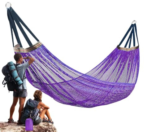 Hängematte für den Außenbereich, Netz-Hängematte für Camping, Hängematte, Baum, tragbar, große Kapazität, für Außenbereich, Garten, Balkon, Wandern, Meditation, Reisen