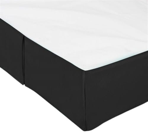 Cache-sommier en microfibre de qualité supérieure avec volants - Design plissé sur mesure - 35,6 cm de hauteur - Pour décoration de chambre à coucher améliorée - Noir - 160 x 200 x 35 cm