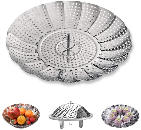Dünsteinsatz Topf,Edelstahl Dampfeinsatz für Topf,Einstellbar (14cm-23cm) | Gareinsatz für Töpfe,Dampfgarer Einsatz für Gemüse Fisch Meeresfrüchte und Verschiedenes Kochen