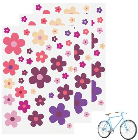 3 Stück Fahrrad Sticker Mädchen,Prilblumen Aufkleber Fahrradrahmen,Fahrradaufkleber,Sommer Blumensticker Zum Aufkleben,Kofferaufkleber,Outdoor Wasserfeste Aufkleber für Laptop,Auto&Kinder Deko,105 Pcs