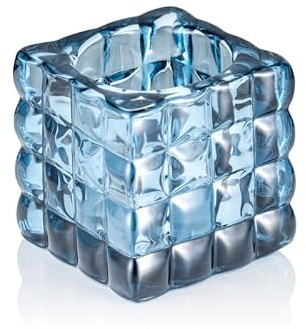 8x Cube Steel Blue YUYU, Windlicht, Kerzenhalter, 8 x 8 x 8 cm, Glas, hellblau