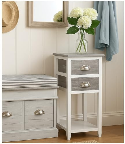 HTI living Beistelltisch mit 2 Schubladen im Shabby Look praktisches Möbelstück Blumenhocker Telefontisch