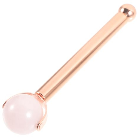 Gatuida Rouleau Facial En Jade Boule De Massage En Quartz Rose Poignée Métal Pour Massage Du Visage Relaxation Et Soin Peau