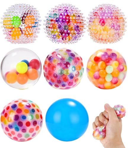 Nixovo 8 Stück Stressbälle, Squishy Stressball, Mesh Stressbälle Antistressball Kinder Set, Mitgebsel Kindergeburtstag Squishy Stressball für Erwachsene Kinder, Angst, OCD Angst Abbauen, Beruhigung