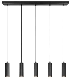 Große moderne Pendelleuchte 5-flammig Schwarz, Breite 85cm