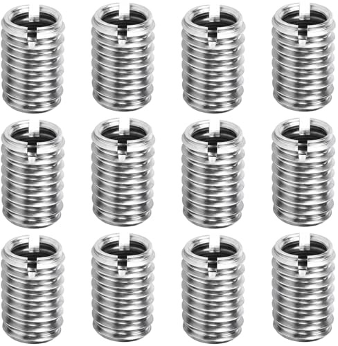 ikBrtaiay 12 Pièces Insert Fileté Metal M12 Vers M10, Douille Filetée en Acier Inoxydable 15 mm, Adaptateur Fileté M12 Vers M10, Douilles Filetées, Set de Réduction de Filetage
