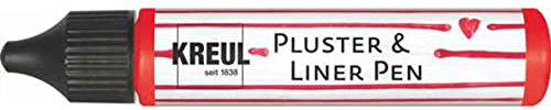 KREUL 49807 - Pluster und Liner Pen erdbeere, 29 ml, Plusterfarbe zum Dekorieren und Verzieren, für Dekoeffekte durch aufplustern im Backofen, mit Bügeleisen oder Fön